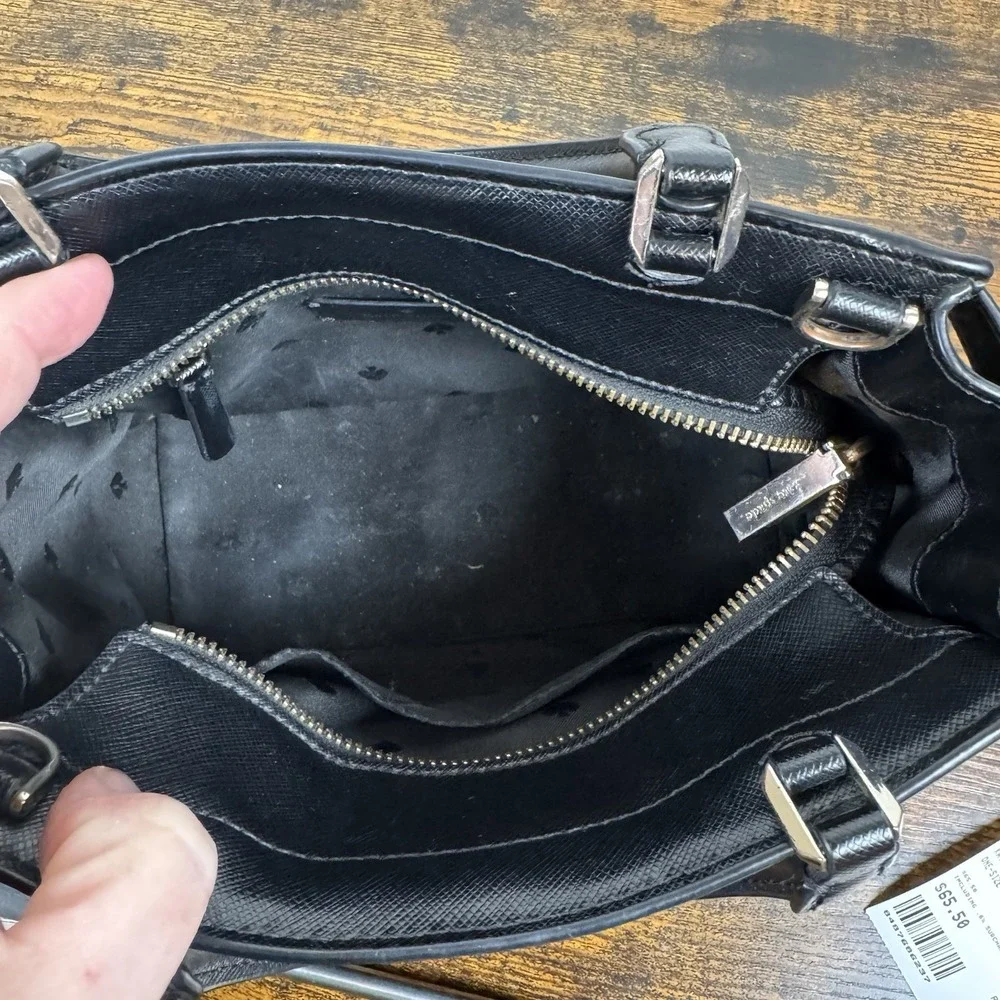 Kate Spade Stacy Small Satchel (WKRU7097), a pre-owned black leather shoulder‎
